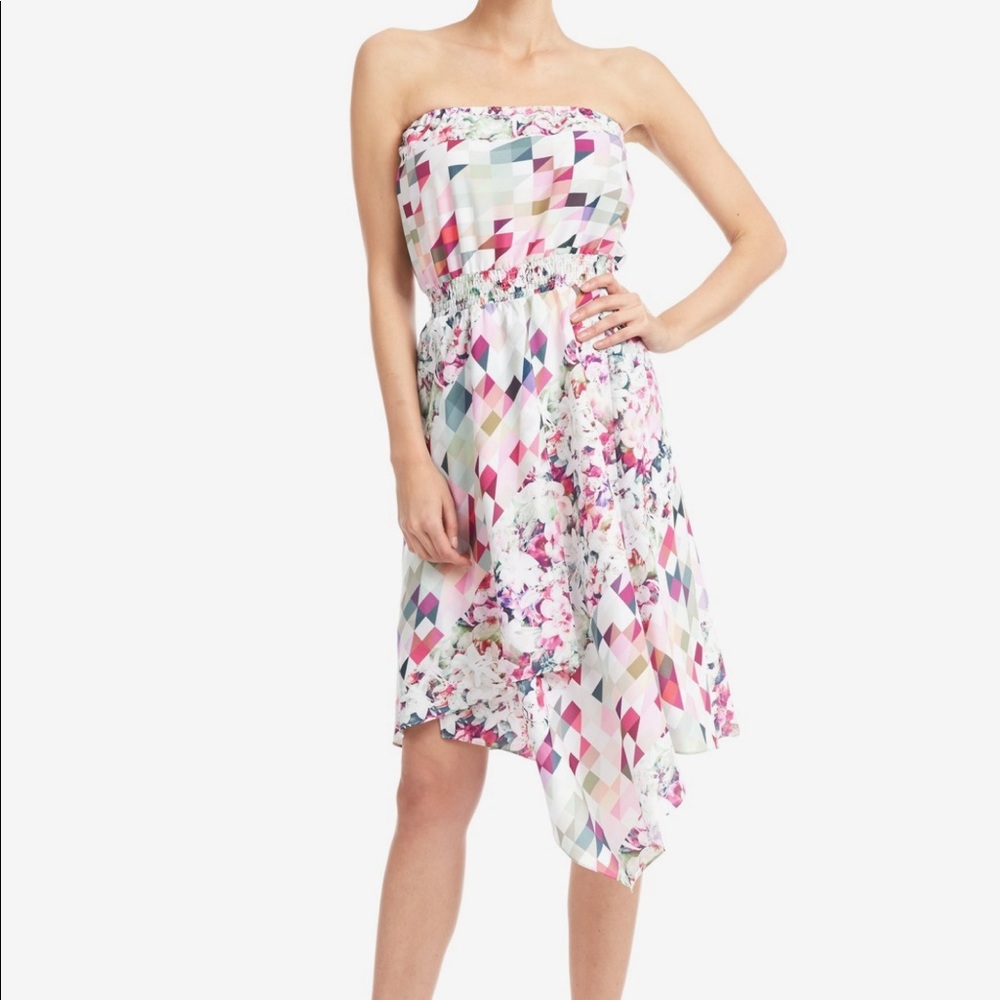 Charlie Jade Floral Strapless Silk Midi Dress